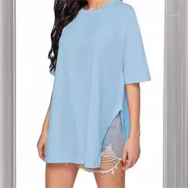 Womens Half Sleeve Oversized Tunic Tops Summer Basic Casual Loose Fit Crew Neck T-Shirt