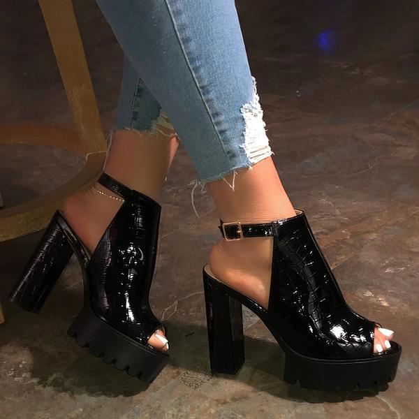 Kimemoda Womens Peep Toe Platform Heels Chunky Block Heel Slingback Sandals