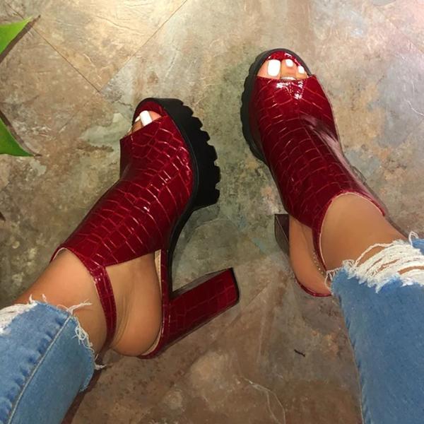 Kimemoda Womens Peep Toe Platform Heels Chunky Block Heel Slingback Sandals