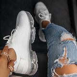 Kimemoda Womens Woven Air Cushion Sneakers Lace Up Running Shoes