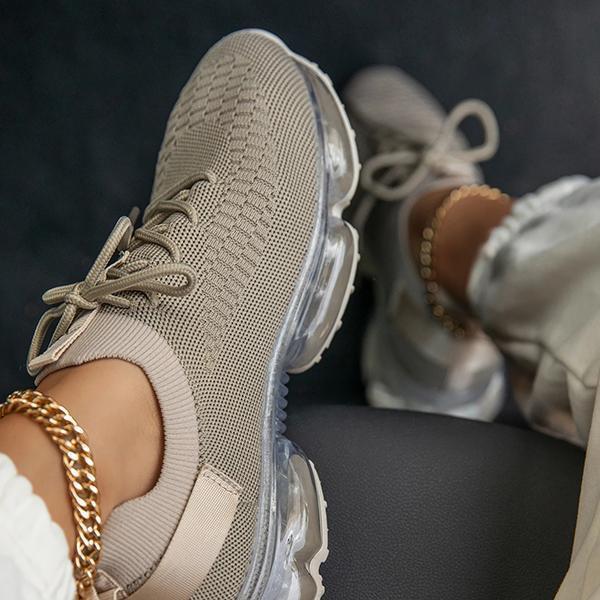 Kimemoda Womens Woven Air Cushion Sneakers Lace Up Running Shoes
