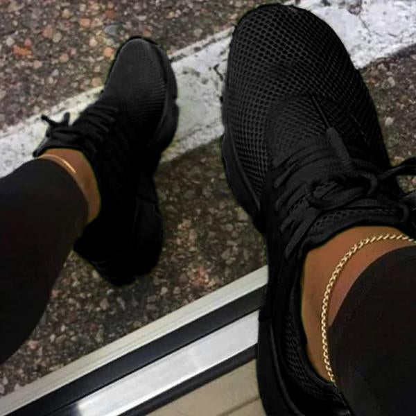 Kimemoda Womens Fashion Casual Sneakers Solid Color Lace Up Walking Shoes