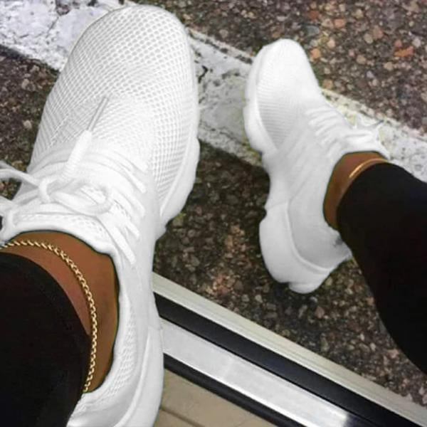 Kimemoda Womens Fashion Casual Sneakers Solid Color Lace Up Walking Shoes