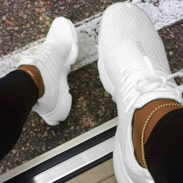 Kimemoda Womens Fashion Casual Sneakers Solid Color Lace Up Walking Shoes