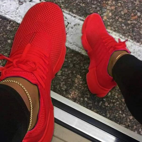 Kimemoda Womens Fashion Casual Sneakers Solid Color Lace Up Walking Shoes