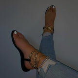 Kimemoda Womens Clear Straps Chain Fashion Sandals