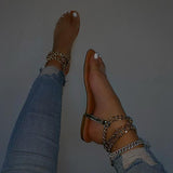 Kimemoda Womens Clear Straps Chain Fashion Sandals