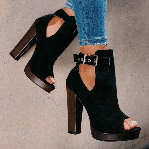 Kimemoda Womens Peep Toe Sandals Platform Ankle Boots