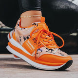 Kimemoda Womens Personalized Graffiti Stitching Lace Up Sneakers