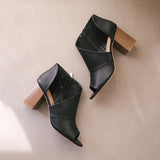 Kimemoda Womens Peep Toe Cut Out Ankle Boots Chunky Block Heel Booties
