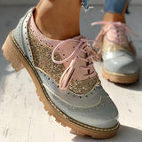 Kimemoda Womens Sequin Round Toe Ankle Boots Chunky Heel Booties