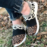 Kimemoda Leopard Flat Heel Sneakers Slip on Walking Shoes