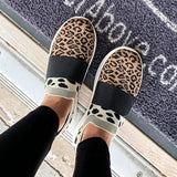 Kimemoda Leopard Flat Heel Sneakers Slip on Walking Shoes