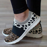 Kimemoda Leopard Flat Heel Sneakers Slip on Walking Shoes