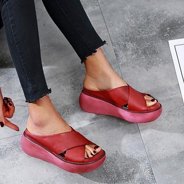 Kimemoda Platform Open Toe Comfy Slides Slip On Sandals