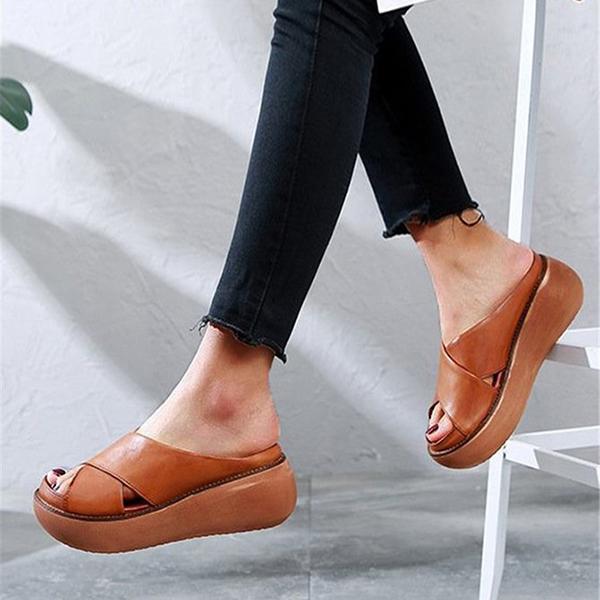 Kimemoda Platform Open Toe Comfy Slides Slip On Sandals