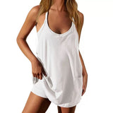 Women's Summer Mini Dress Casual Workout Tennis Dress with Shorts Sleeveless Althletic Dresses