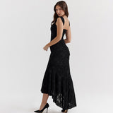 Women's Printed Suspender Tube Top Sexy Hot Girl Temperament Backless Fishtail Dresses