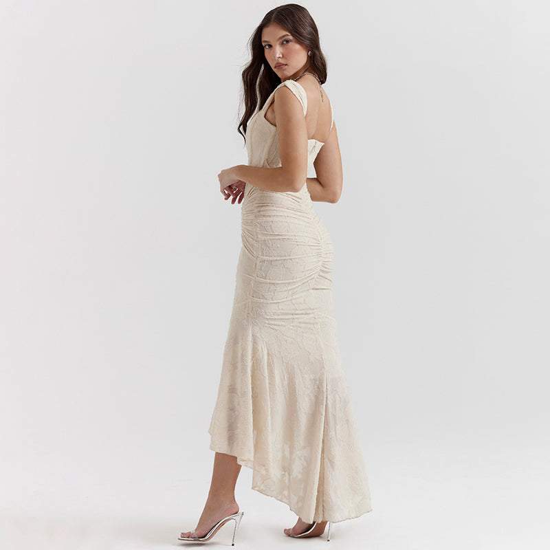 Women's Printed Suspender Tube Top Sexy Hot Girl Temperament Backless Fishtail Dresses