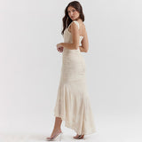Women's Printed Suspender Tube Top Sexy Hot Girl Temperament Backless Fishtail Dresses