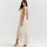 Women's Printed Suspender Tube Top Sexy Hot Girl Temperament Backless Fishtail Dresses