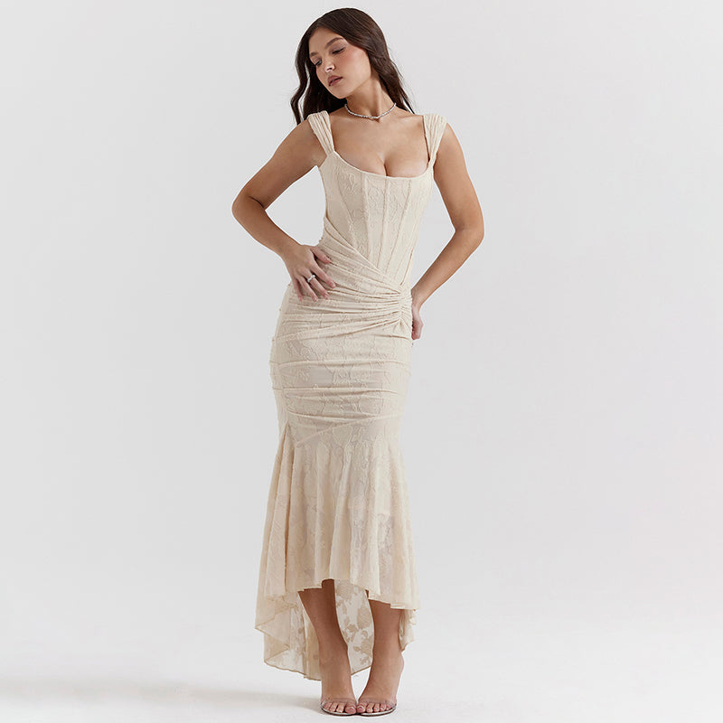 Women's Printed Suspender Tube Top Sexy Hot Girl Temperament Backless Fishtail Dresses