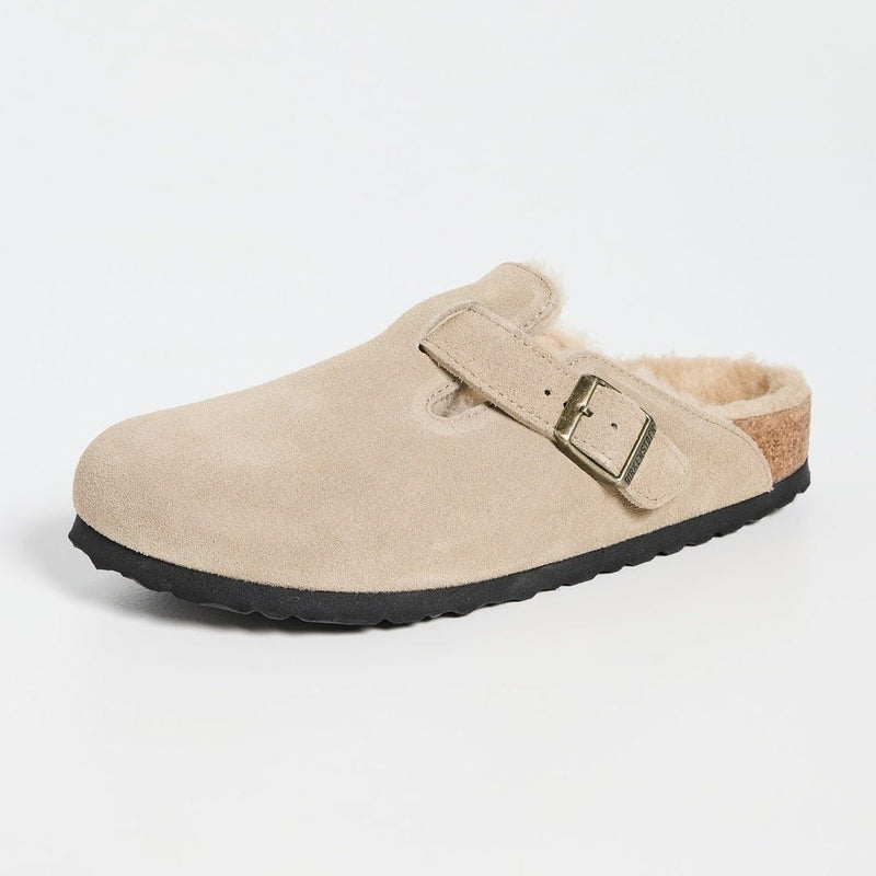 Kimemoda Women's Suede Thick-soled Fur Shoes Birkenstock Fur Slippers