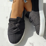 Kimemoda Women Bow Knitted Twist Sneakers Slip On Walking Shoes
