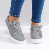 Kimemoda Women Bow Knitted Twist Sneakers Slip On Walking Shoes