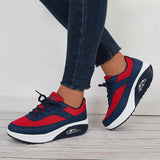 Women Air Cushion Mesh Sneakers Lace Up Platform Walking Shoes