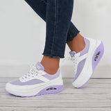 Women Air Cushion Mesh Sneakers Lace Up Platform Walking Shoes