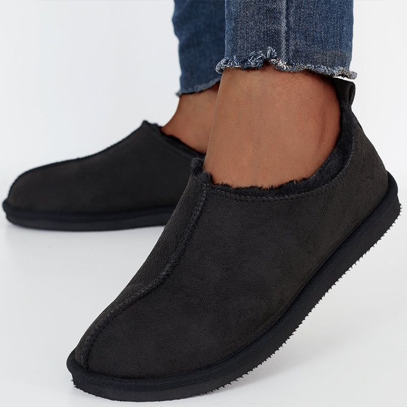 Winter Warm Flats Slip on Snow Boots Faux Fur Lined Loafer Shoes