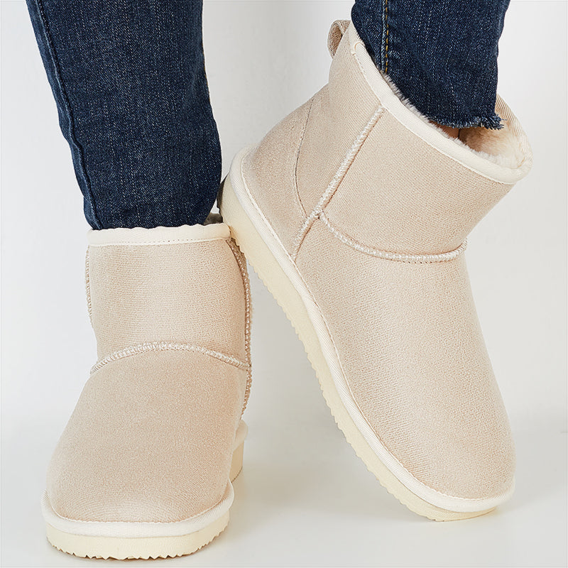 Warm Fur Lining Short Ankle Snow Boots Slip on Booties