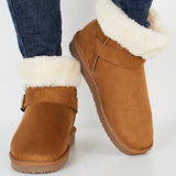 Warm Fur Lined Ankle Snow Boots Side Buckle Winter Booties