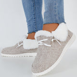 Solid Winter Warm Flats Snow Loafers Fur Lining Ankle Boots