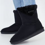 Winter Snow Boots Mid Calf Warm Fur Lined Boots Slip on Booties