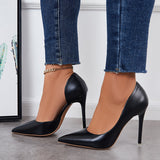 Solid Stilettos Dress Shoes Pointed Toe High Heel Side Cut Pumps