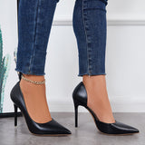 Solid Stilettos Dress Shoes Pointed Toe High Heel Side Cut Pumps