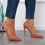 Solid Stilettos Dress Shoes Pointed Toe High Heel Side Cut Pumps