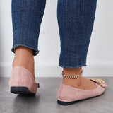 Rhinestone Pointed Toe Ballet Flats Slip on Soft Sole Loafers