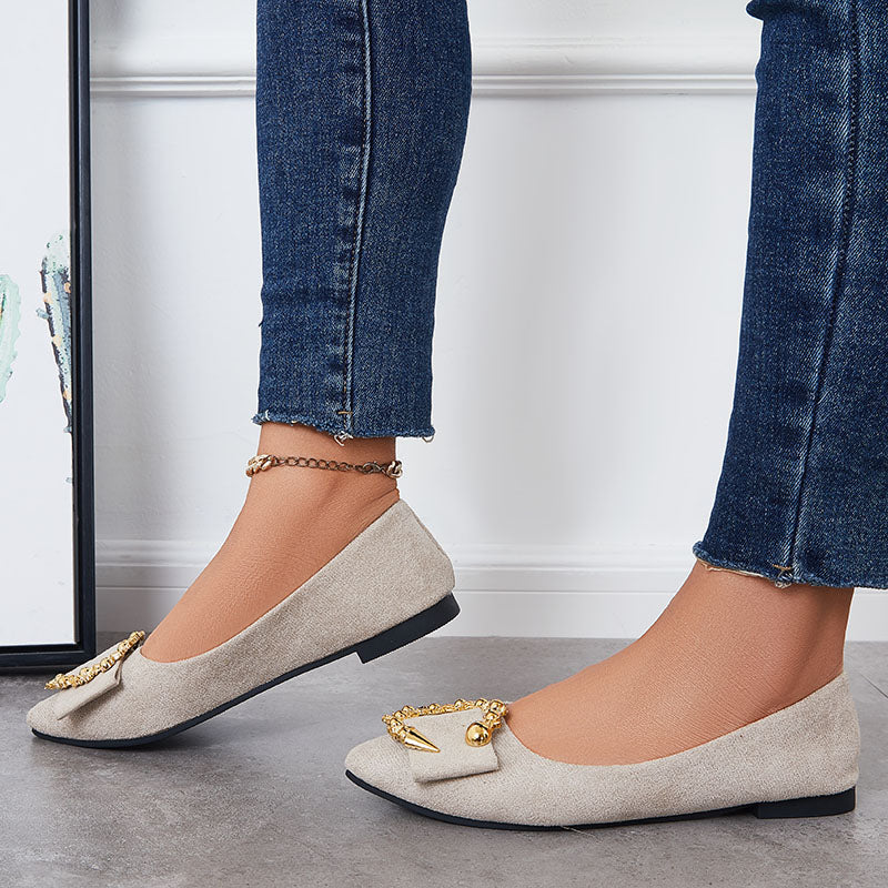 Rhinestone Pointed Toe Ballet Flats Slip on Soft Sole Loafers