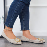 Rhinestone Pointed Toe Ballet Flats Slip on Soft Sole Loafers