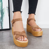 Criss Cross Platform Wedge Heel Sandals Open Toe Ankle Strap Shoes