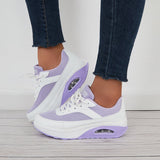 Women Air Cushion Mesh Sneakers Lace Up Platform Walking Shoes
