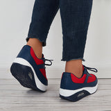 Women Air Cushion Mesh Sneakers Lace Up Platform Walking Shoes