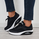 Women Air Cushion Mesh Sneakers Lace Up Platform Walking Shoes