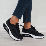 Women Air Cushion Mesh Sneakers Lace Up Platform Walking Shoes