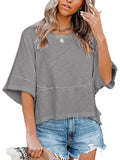 Womens Oversized T Shirts Summer Casual Crewneck 3/4 Sleeve Loose Fit Cute Flowy Tops