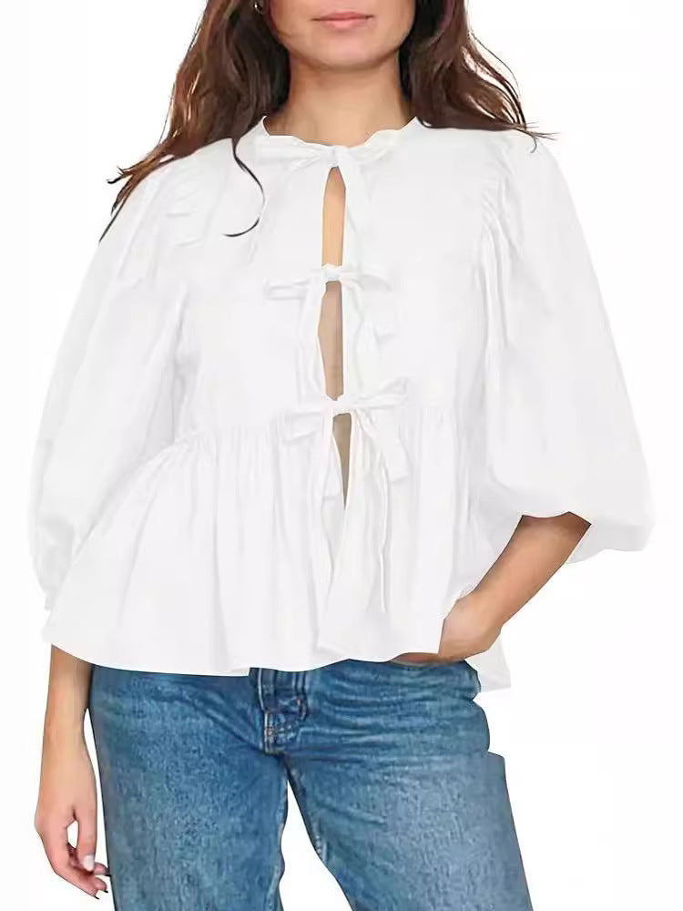 Women's Sweet Casual Tie Striped Tops