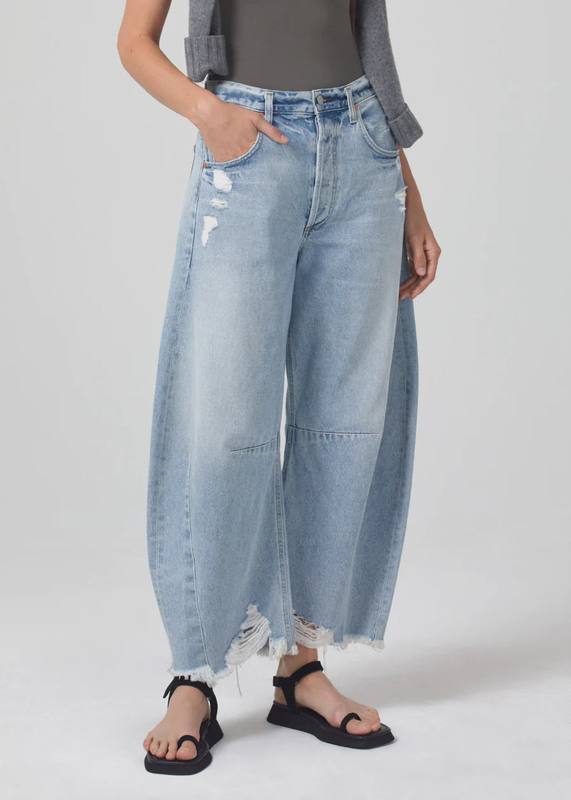 Women's High Waist Loose Raw Edge Jeans